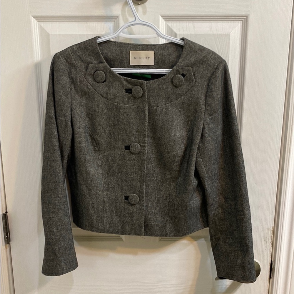 Minuet Cropped Oatmeal Brown Blazer Jacket Women’s Size UK 10 US 6 Office Fall